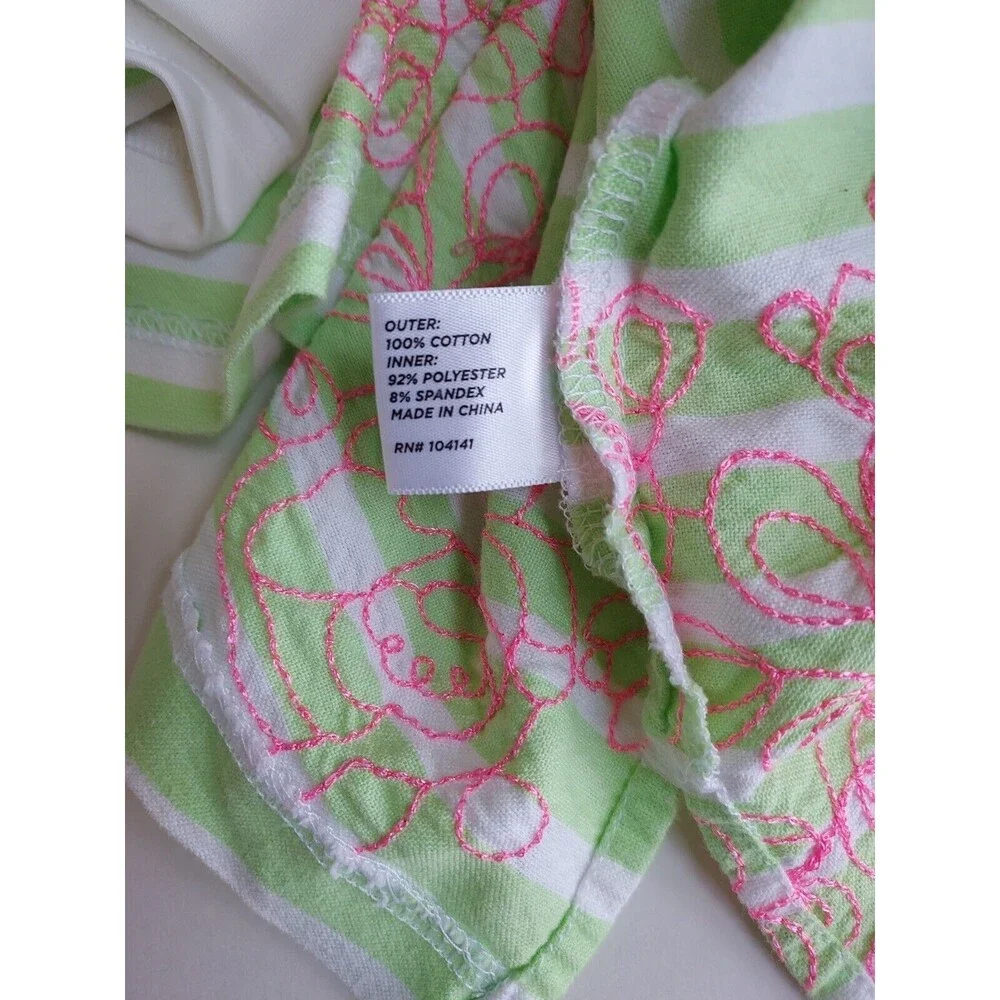 Lady Hagan Lime Green & White Striped Golf Skort W/Pink Embroidery Size 8